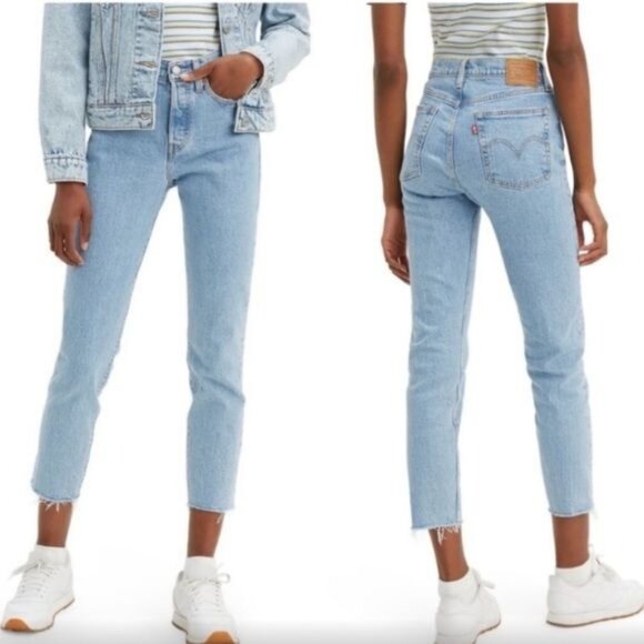 Levi's Denim - LEVI'S Wedgie Straight Light Wash Raw Hem Jeans Womens 25